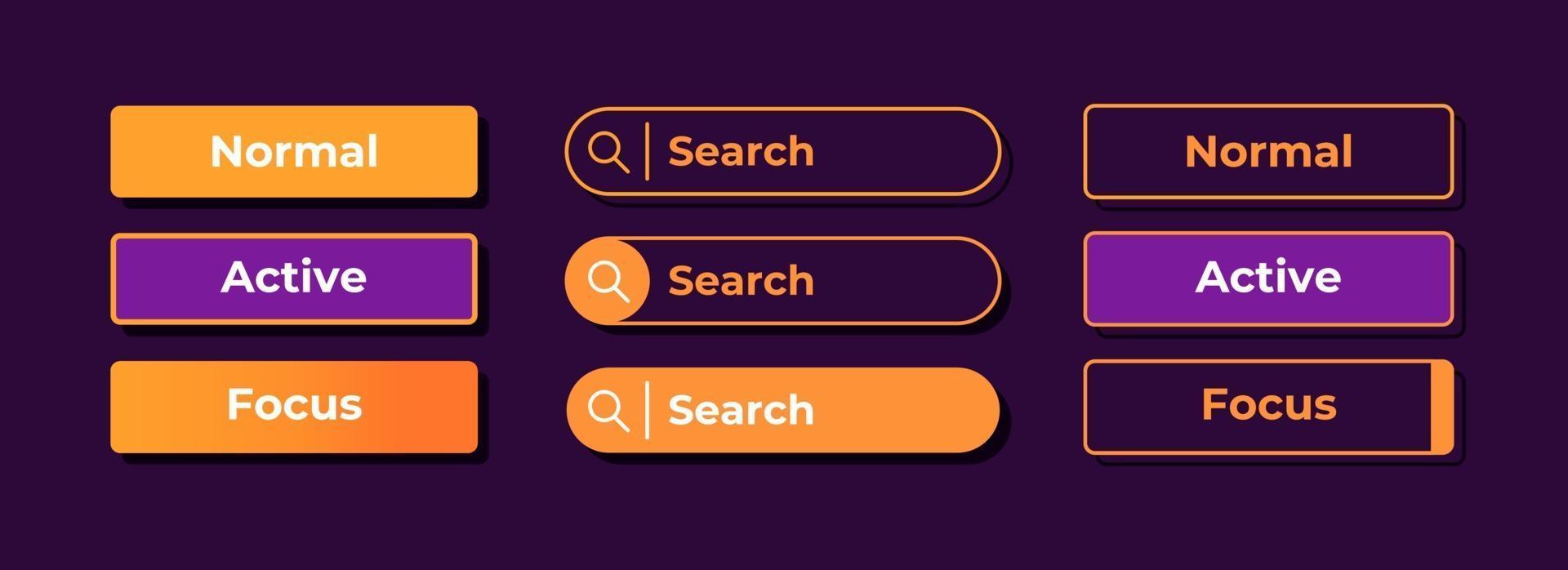 Active and inactive options UI elements kit vector