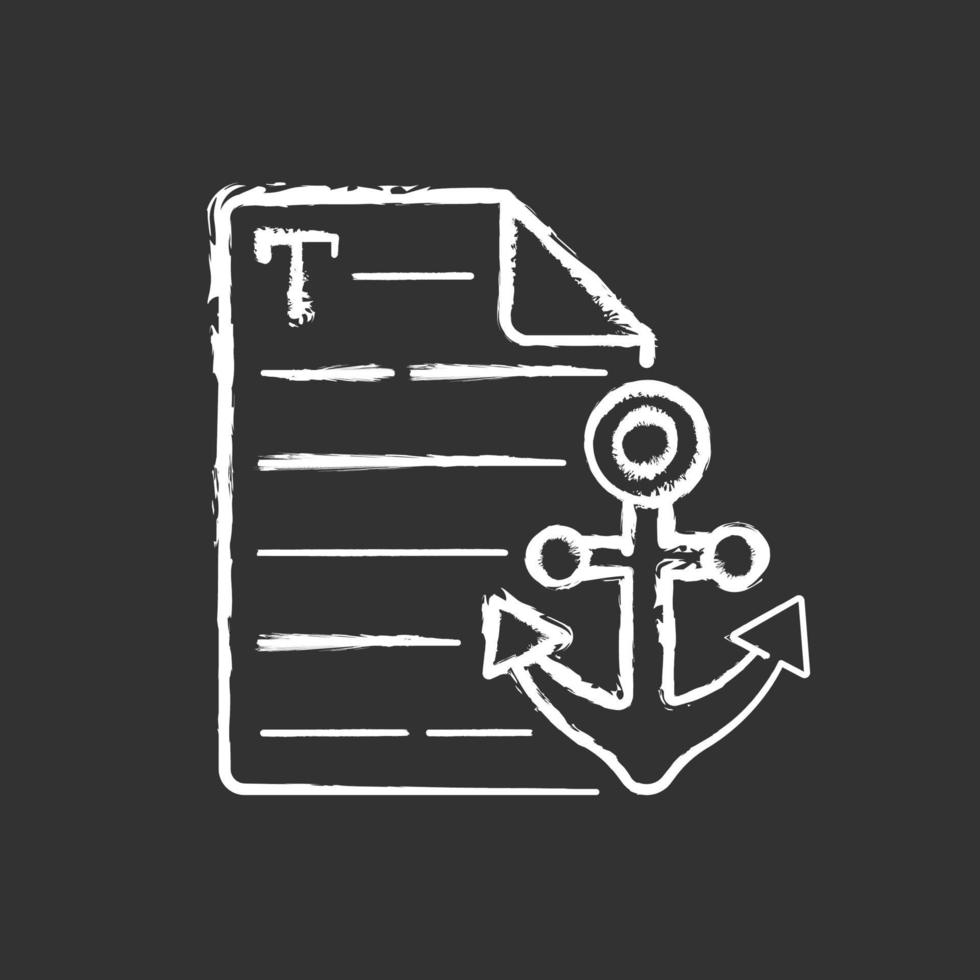 Anchor text chalk white icon on black background vector