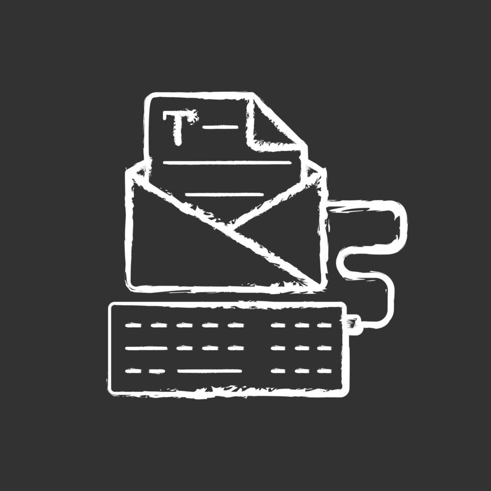 Newsletter copywriting chalk white icon on black background vector
