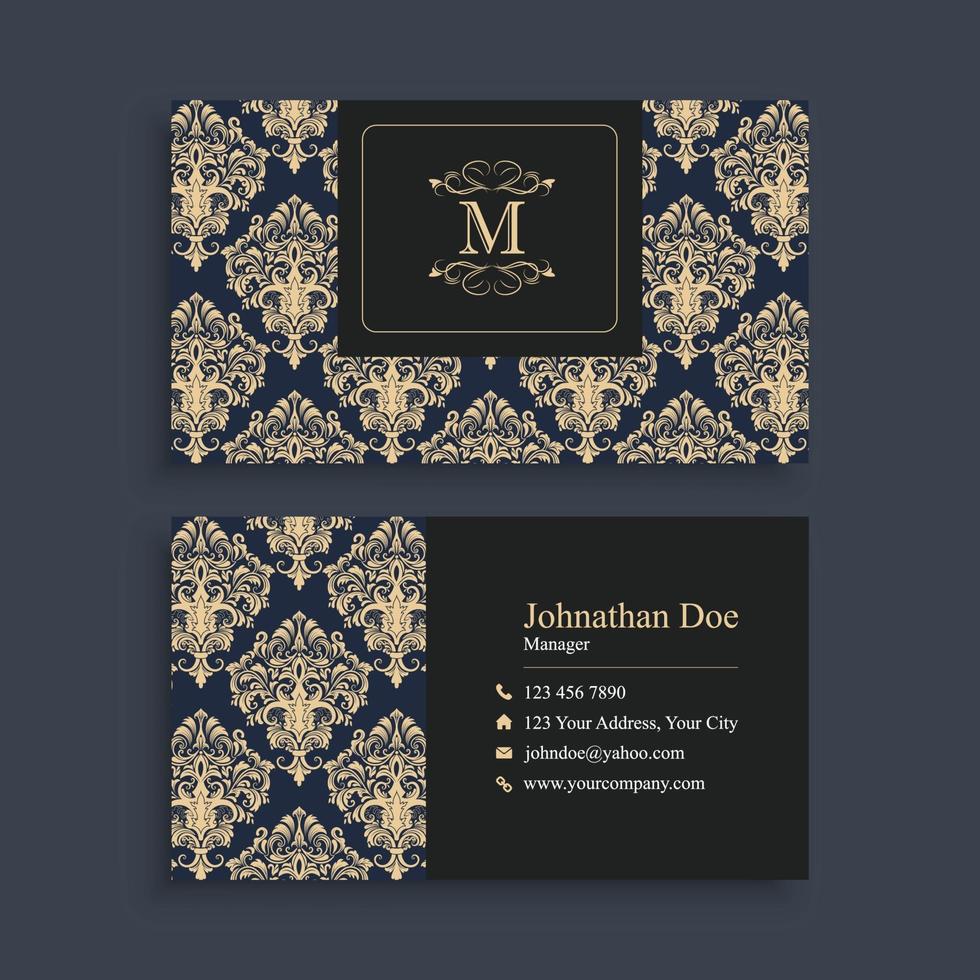 Dark Blue Elegant Business Card Template vector