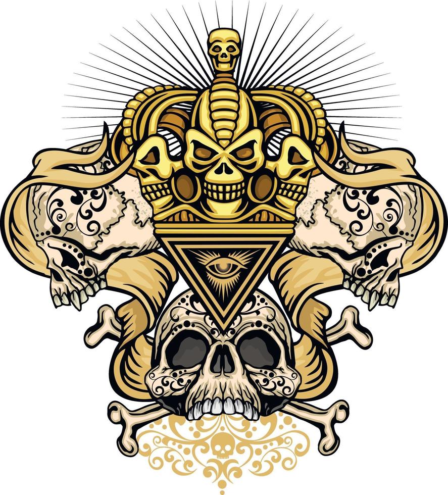 Signo gótico con calavera, camisetas de diseño vintage grunge vector