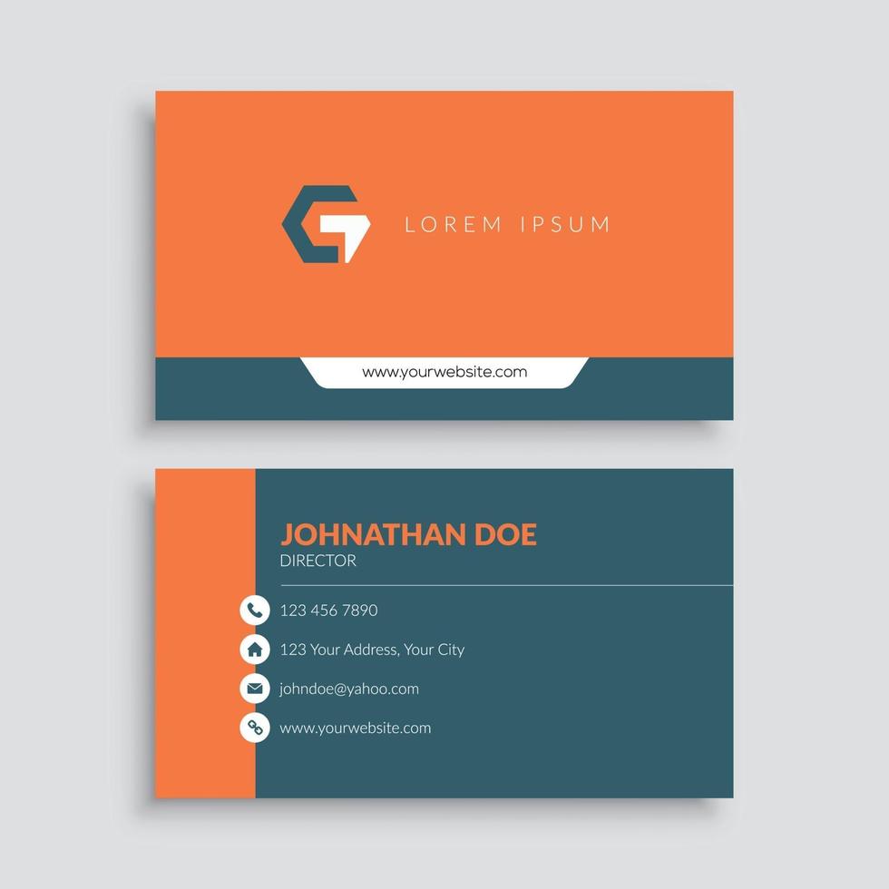 Orange Minimalist Business Card Template vector