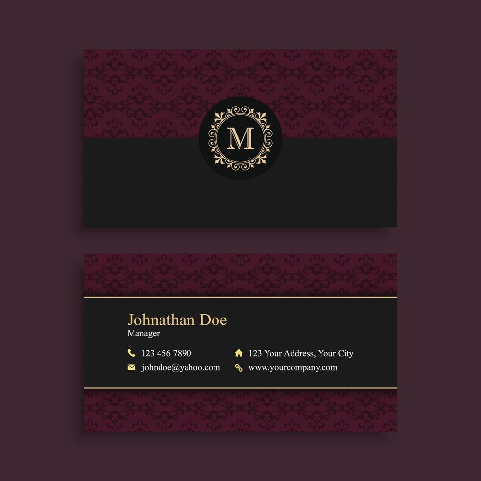 Dark Red Elegant Business Card Template vector