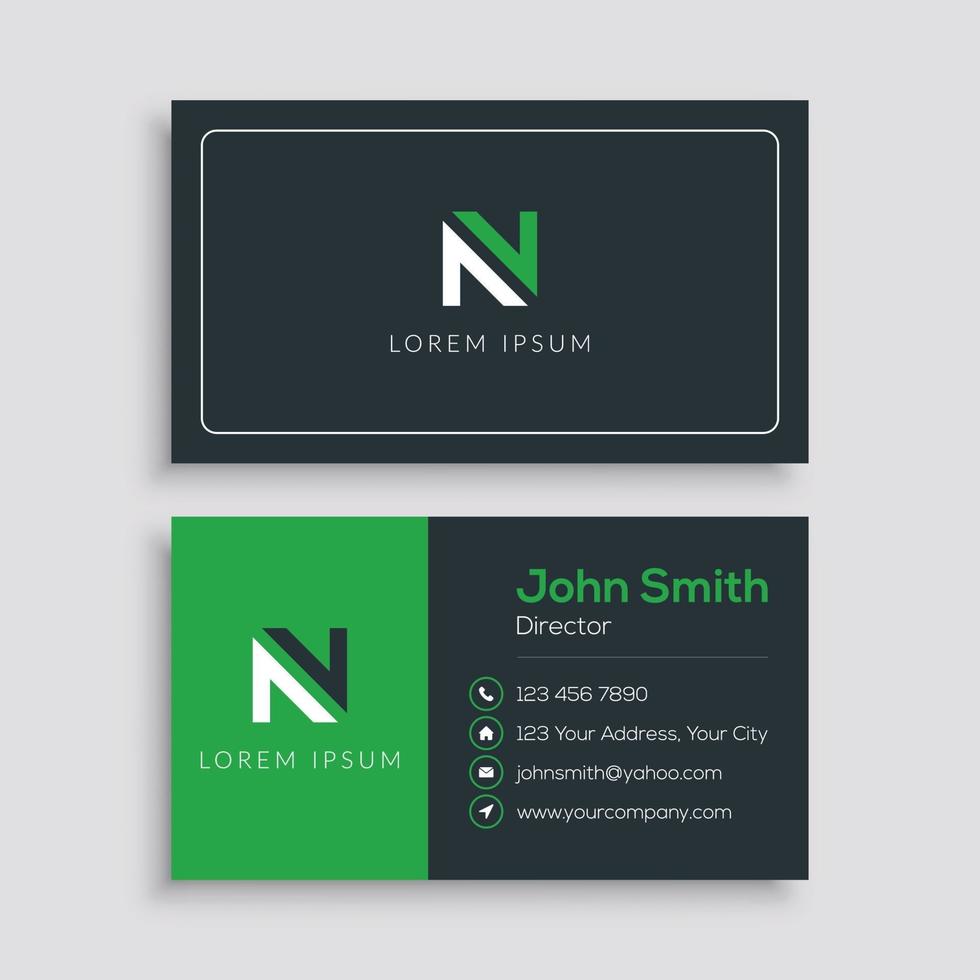 Green and Black Modern Business Card Template vector
