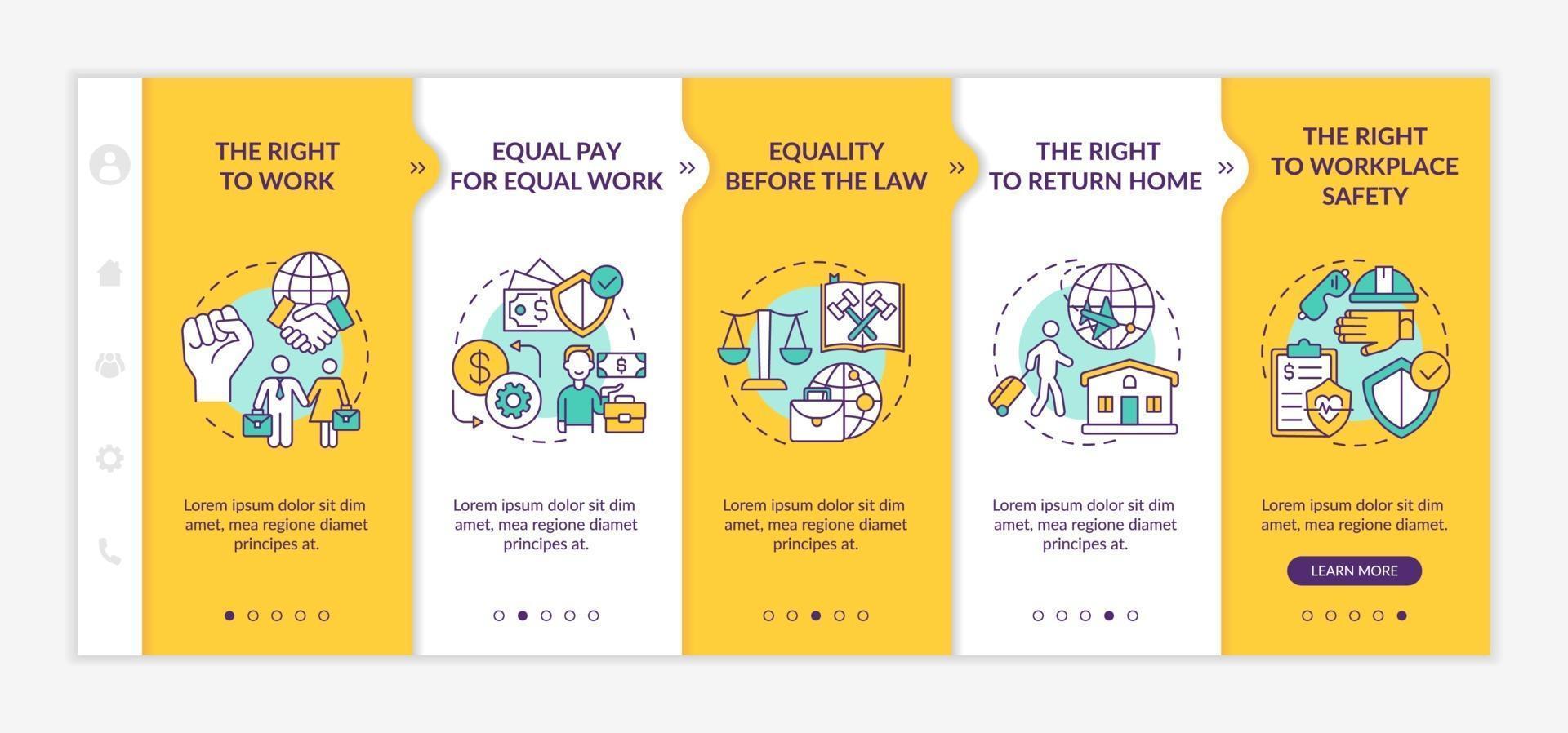 Immigrant worker rights onboarding vector template