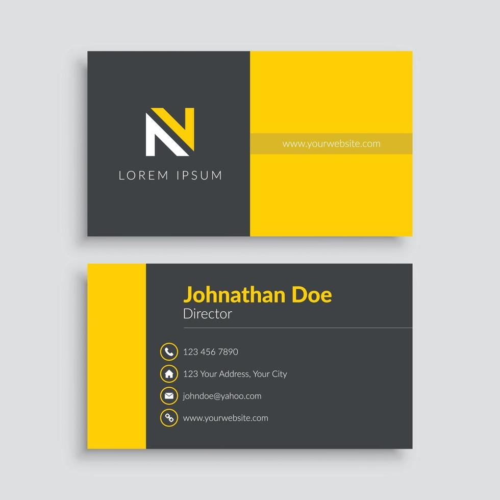Yellow Minimalist Business Card Template vector