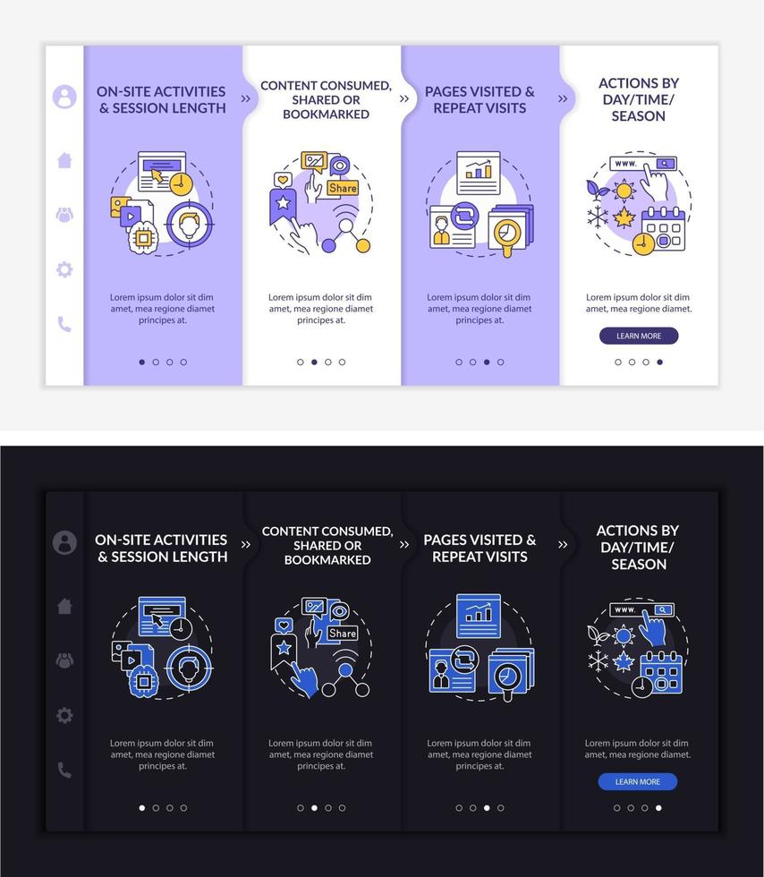 User behaviour analysis onboarding vector template