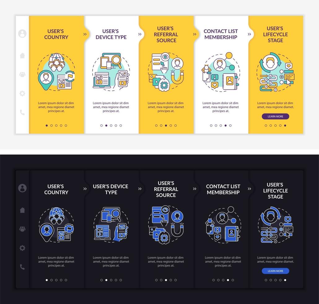 Smart content analytics criteria onboarding vector template