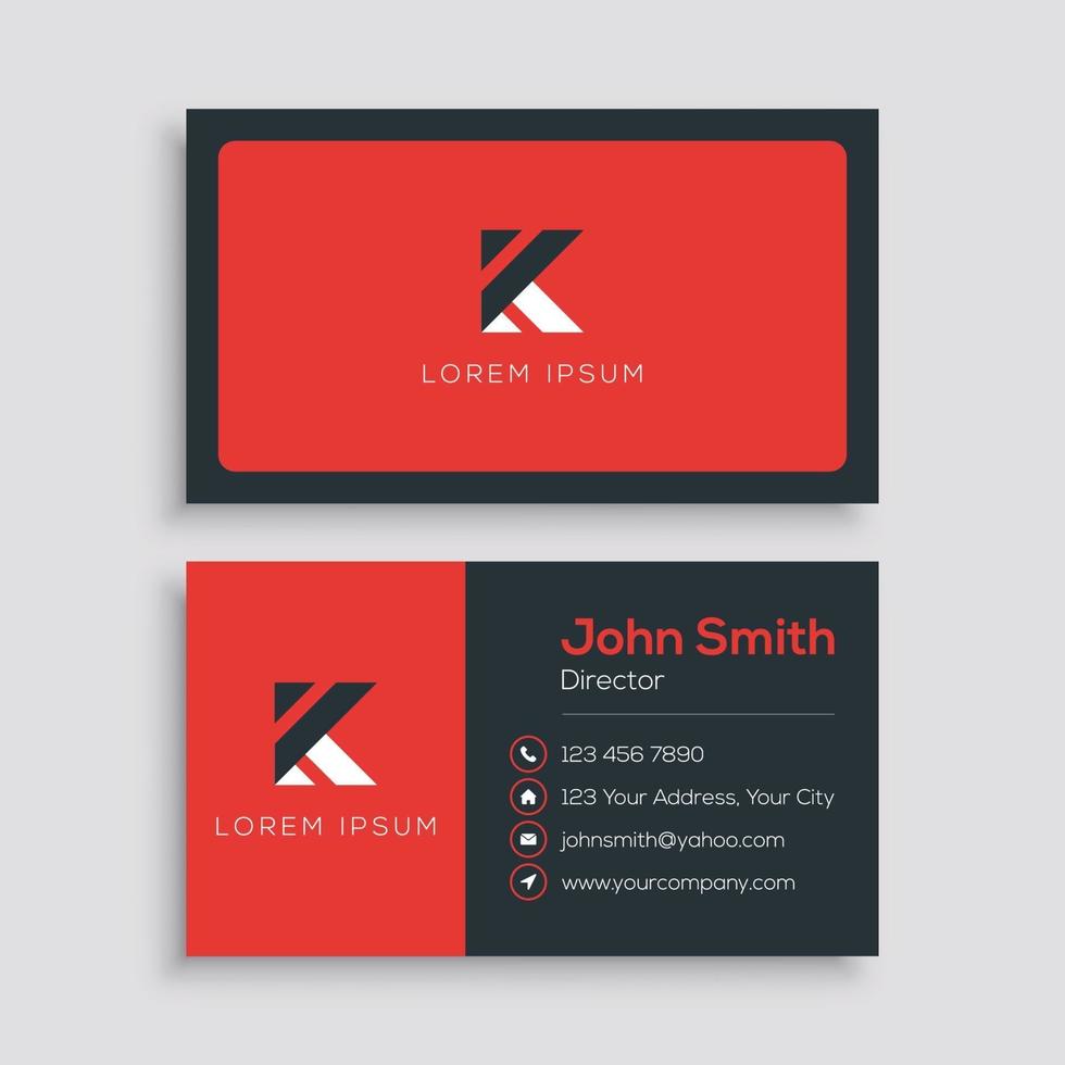 Minimalist Red Corporate Business Card Template vector