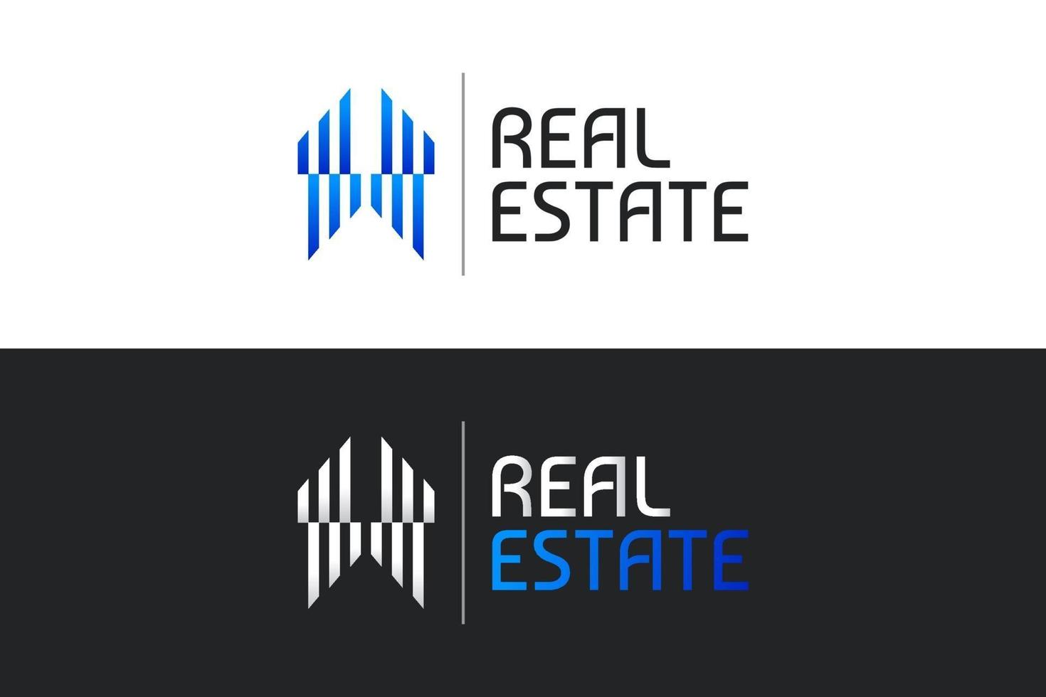 logotipo de bienes raíces en degradado azul con estilo de línea y concepto abstracto. plantilla de diseño de logotipo de construcción, arquitectura o edificio vector