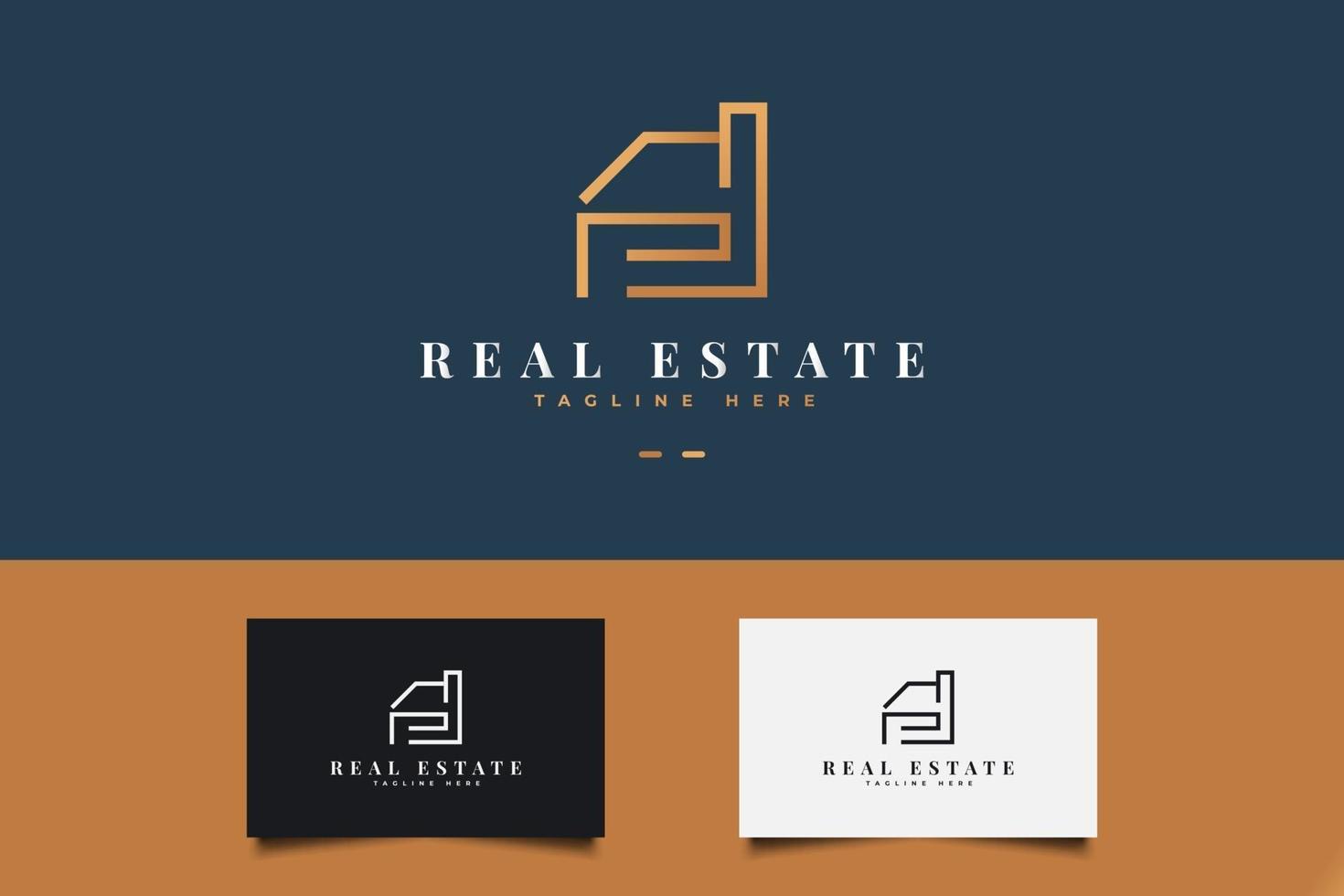 Abstract Real Estate Logo in Gold Gradient with Line Style. Construction, Architecture or Building Logo Design Template vector