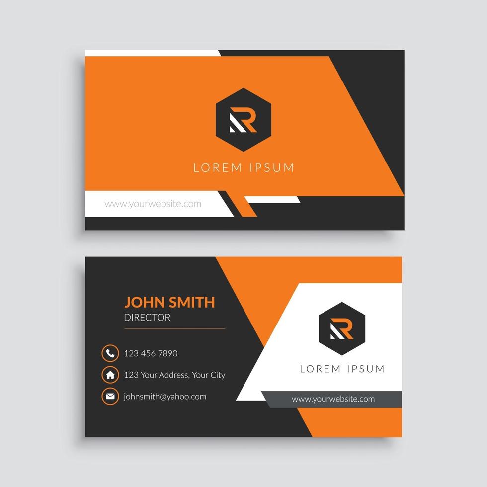 Futuristic Orange and Black Business Card Template vector