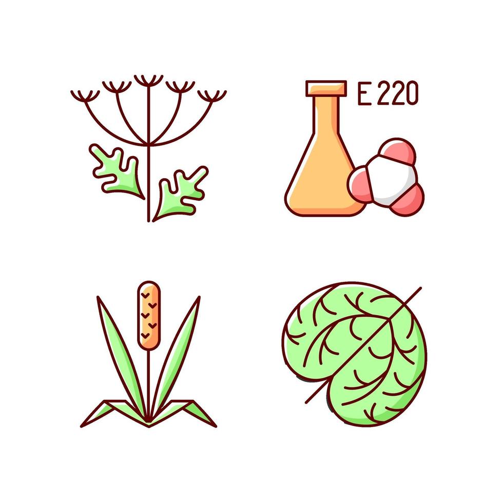 Allergens RGB color icons set vector