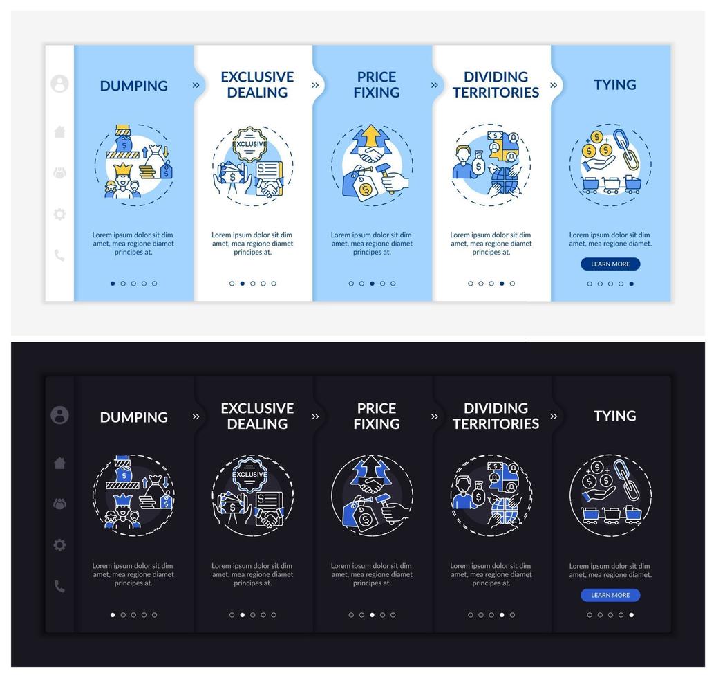 Uncompetitive policies onboarding vector template