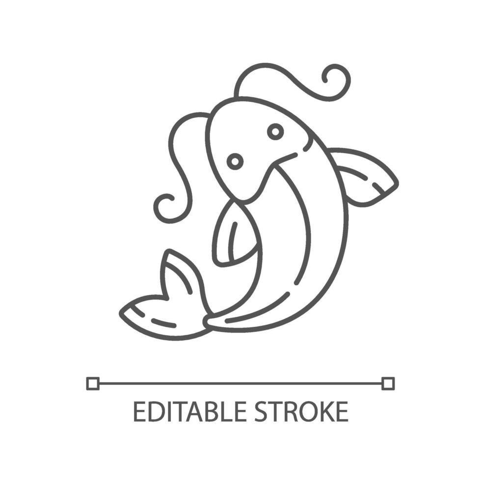 Koi fish linear icon vector