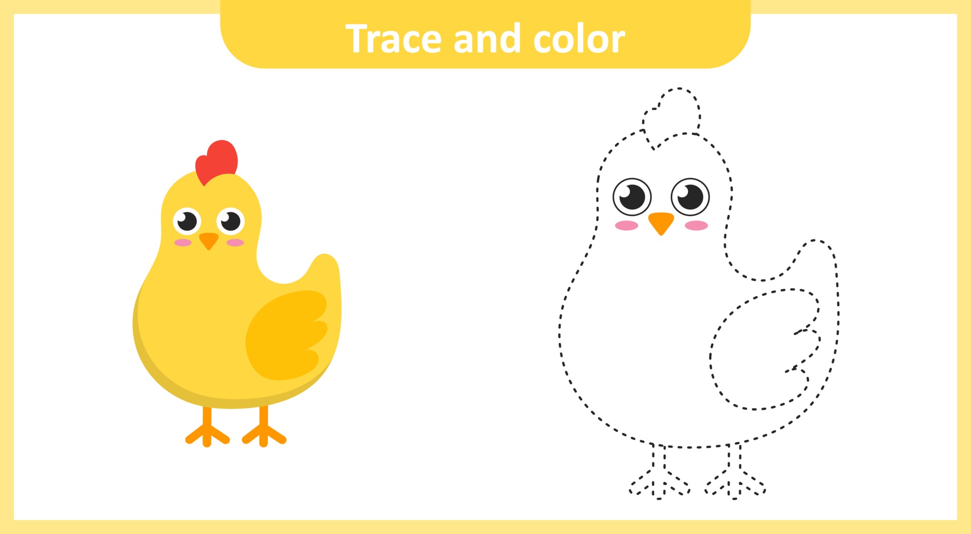 Trace And Color Chicken 2310266 Vector Art At Vecteezy Trace And Color Chicken Free Vector