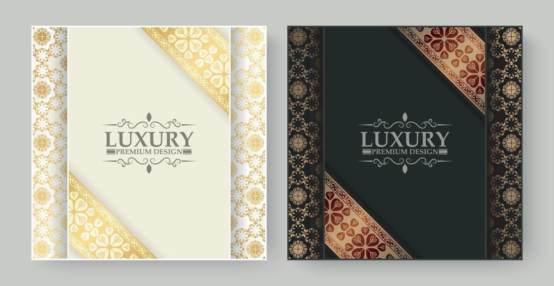 Luxury gold border pattern cover template vector