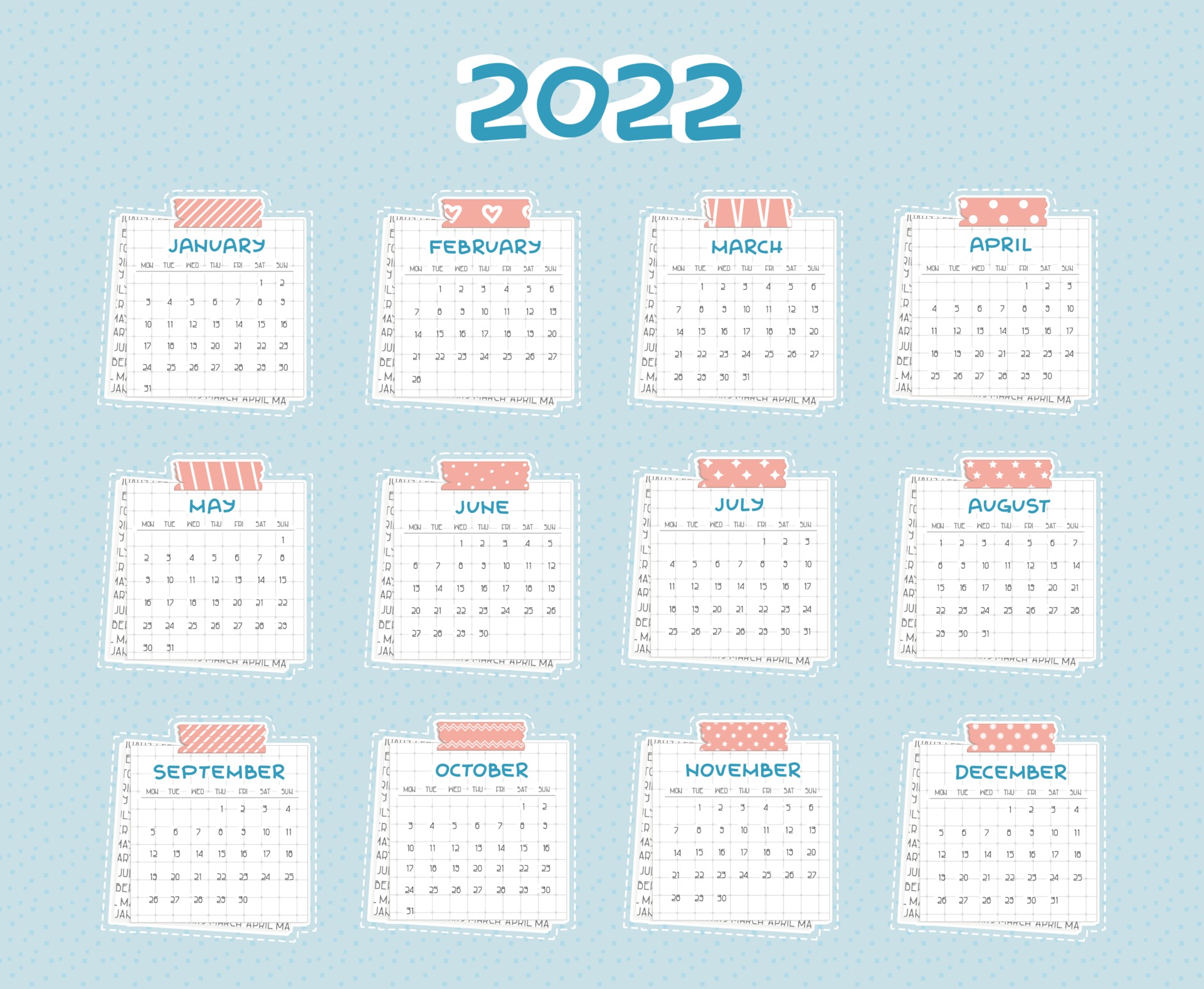 Pink January 2022 Calendar
