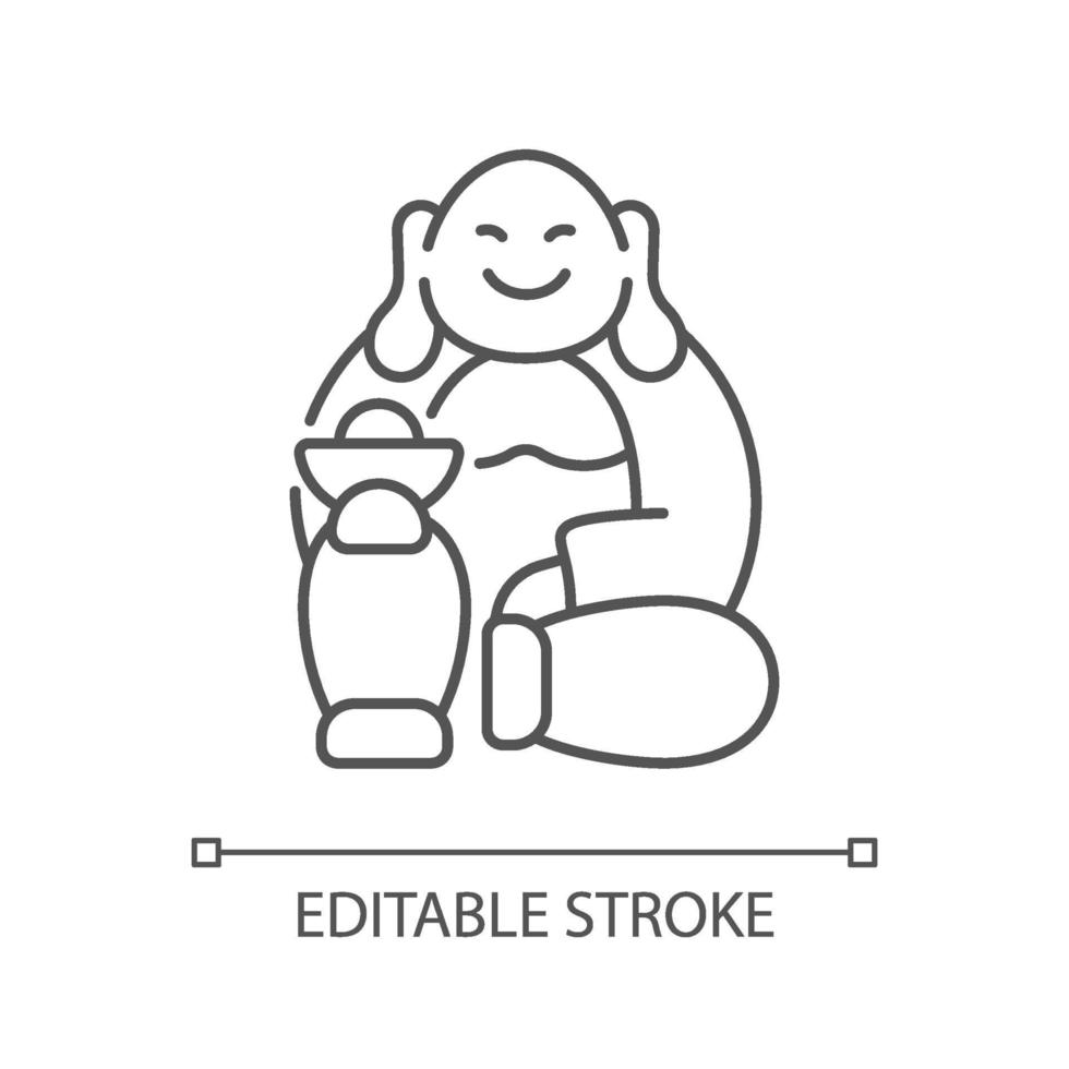 Laughing Buddha linear icon vector