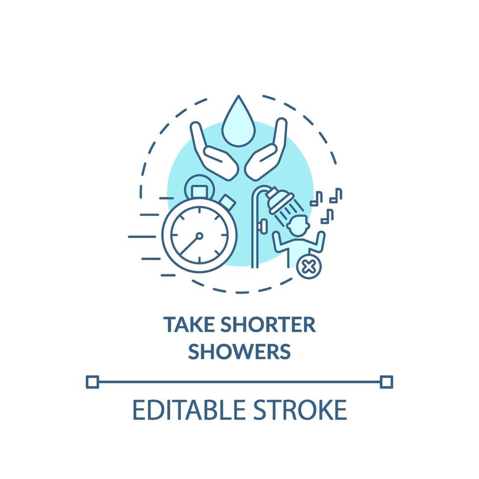 tomar duchas más cortas ideas concepto icono vector