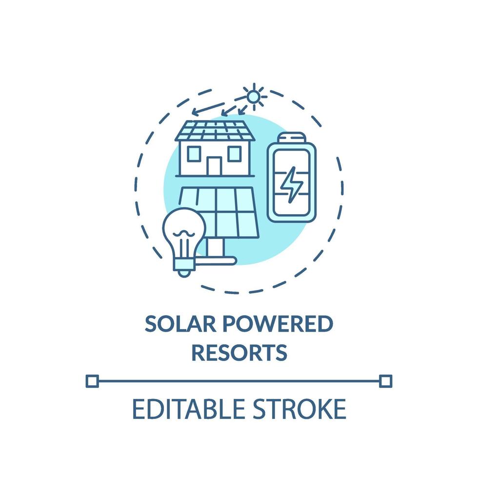 icono de concepto de complejos turísticos con energía solar vector