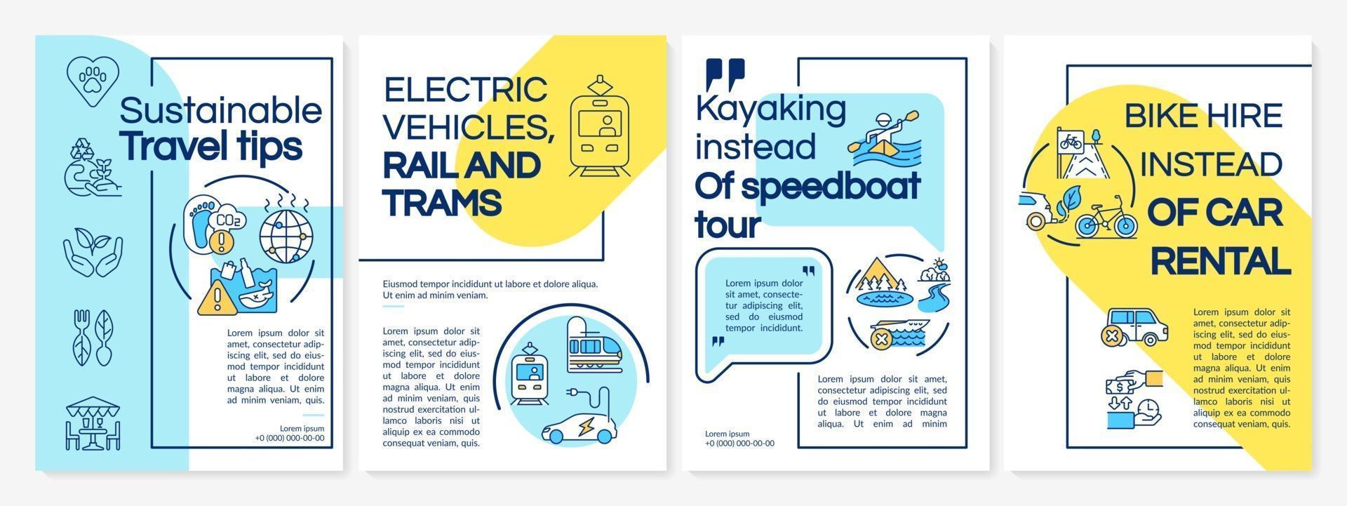 Sustainable travel tips brochure template vector