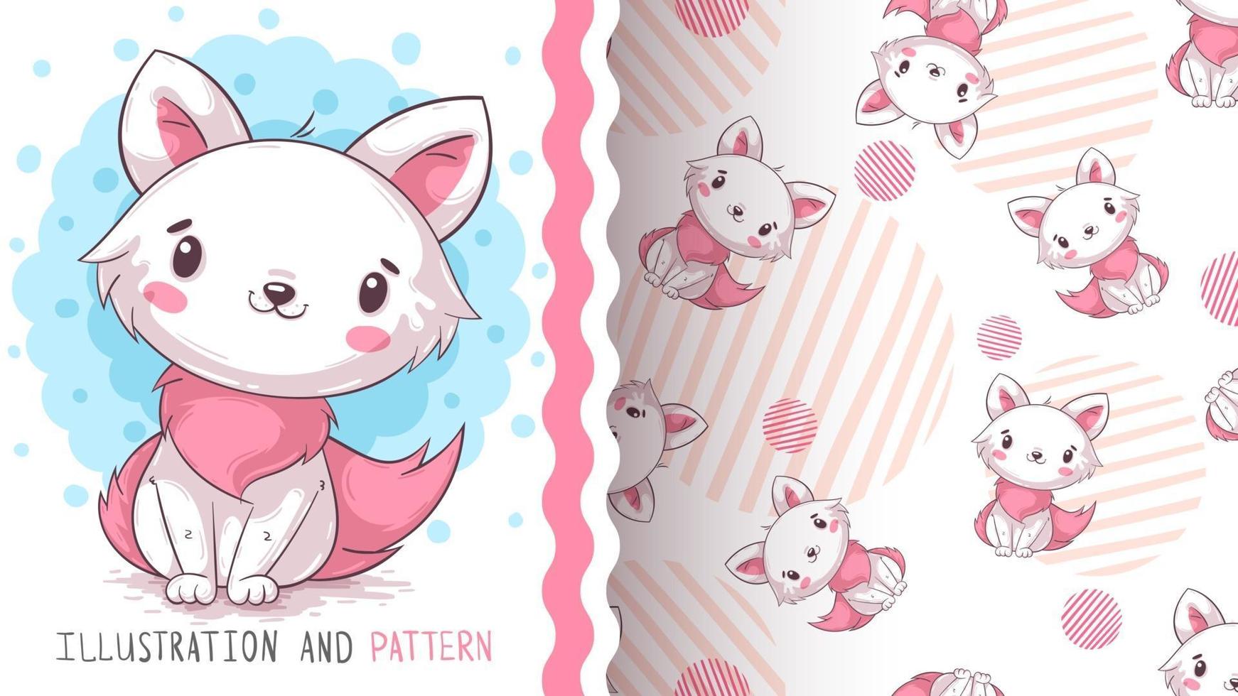 Adorable cartoon character animal cat - seamless pattern vector