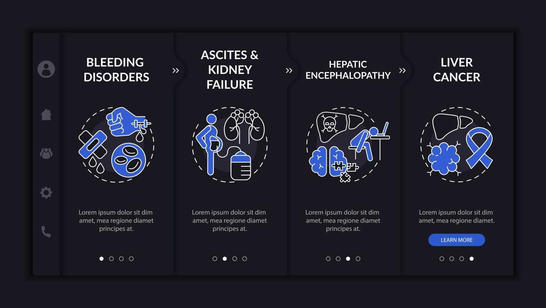 Hepatic failure onboarding vector template