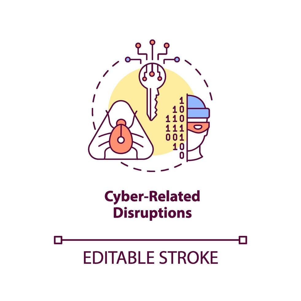 Cyber-related disruptions concept icon vector