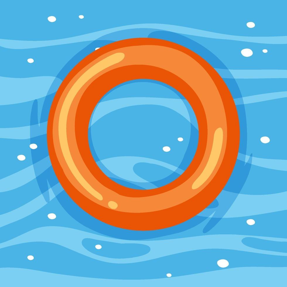 Orange swimming ring in the water isolated vector