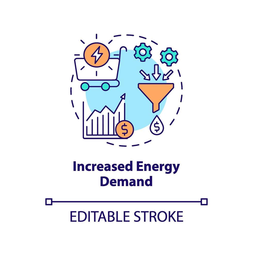 icono de concepto de mayor demanda de energía vector