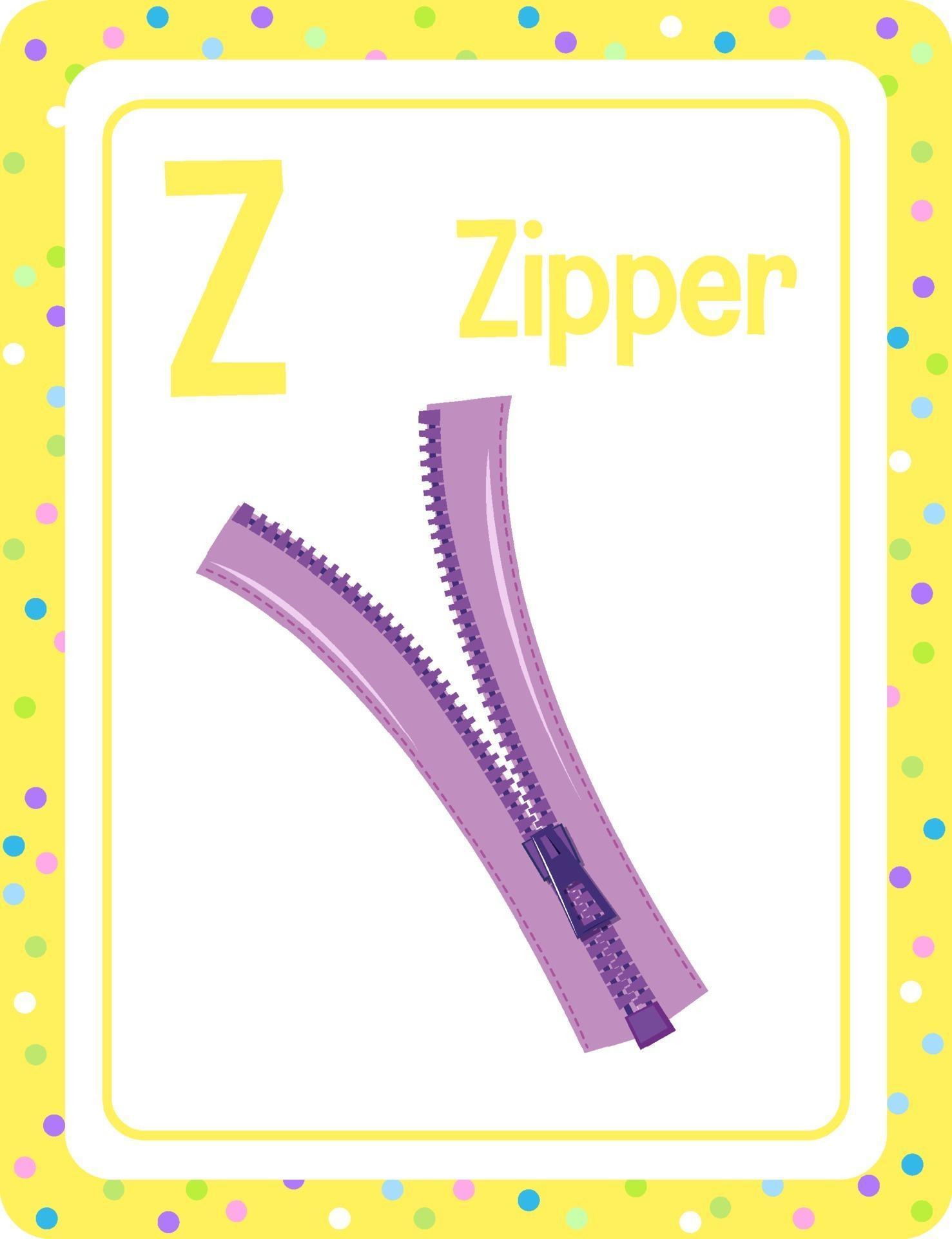 Alphabet flashcard with letter Z for Zipper 2310636 Vector Art at Vecteezy