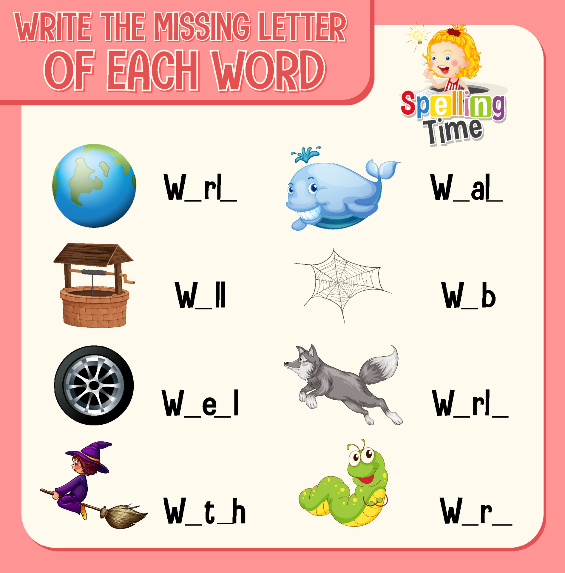 Write the missing letters in each. Write the missing letters.