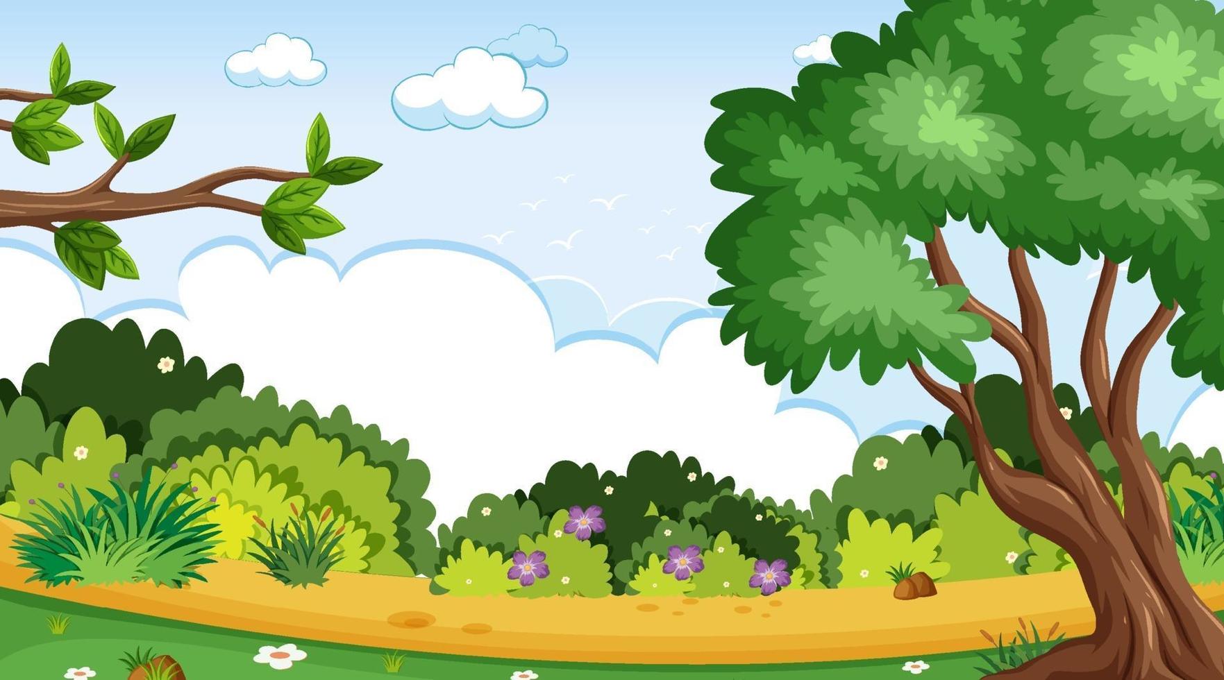 Escena de jardín de paisaje en blanco con muchos árboles vector