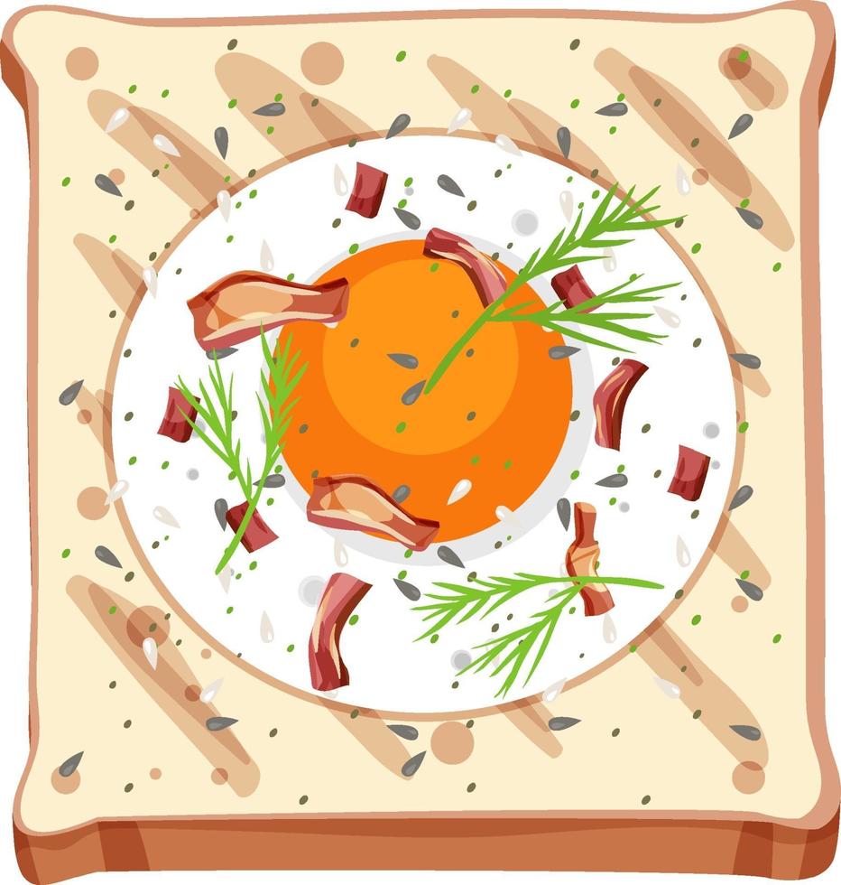 Top view of a bread with topping isolated vector