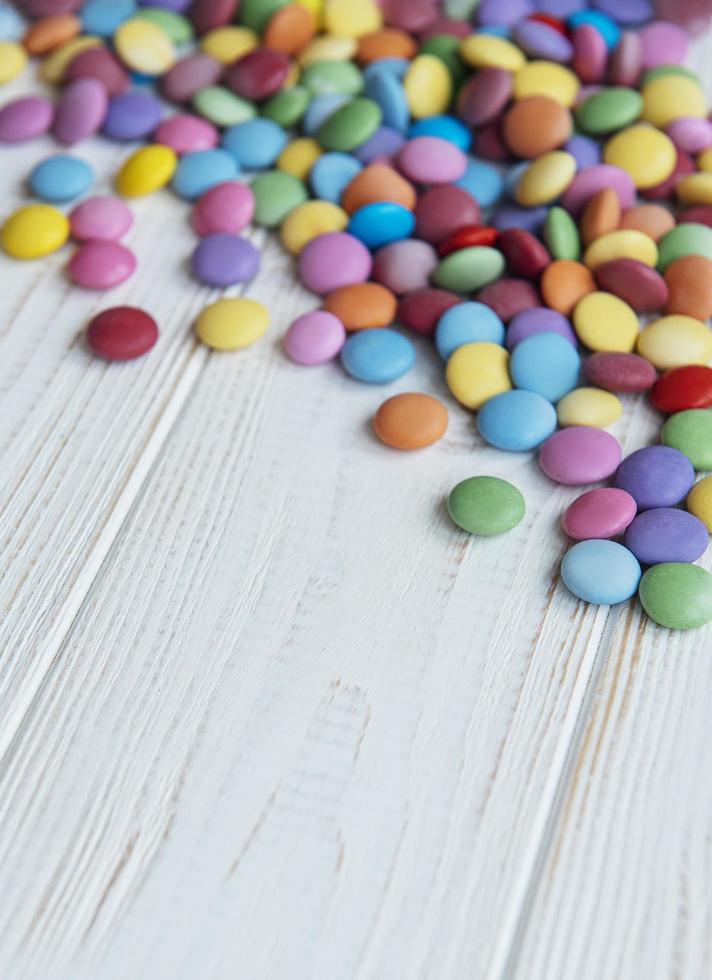 Multicolored dragee candies photo
