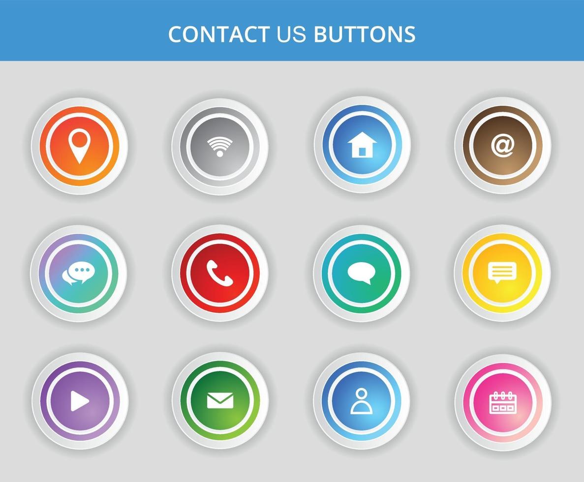 contáctenos botones y diseño de iconos. vector