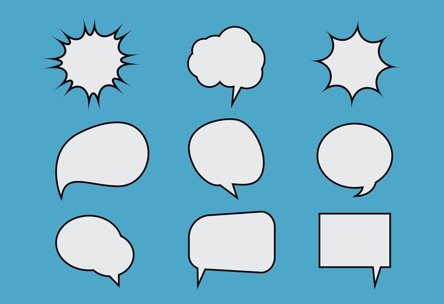 Comic chat bubbles set, cartoon style vector