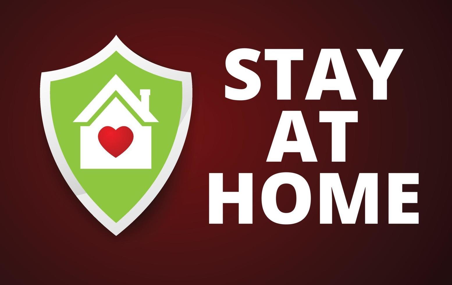 Stay at home Concept and heart inside, vector design.