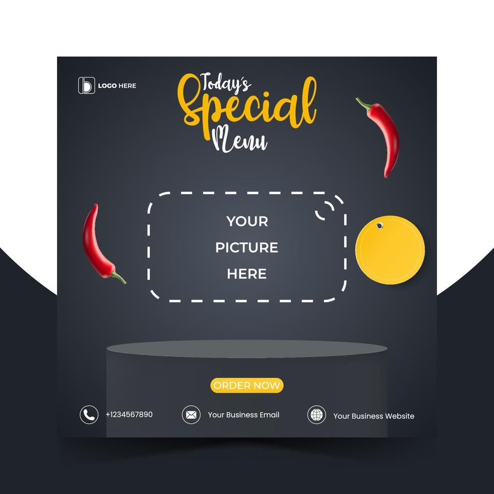 Food or culinary social media marketing template with podium vector