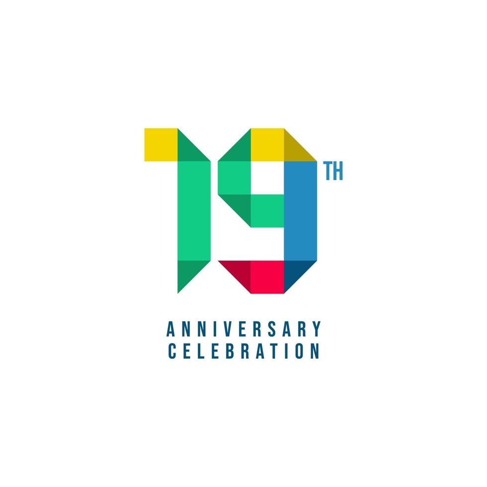 19 th Anniversary Celebration Vector Template Design Illustration