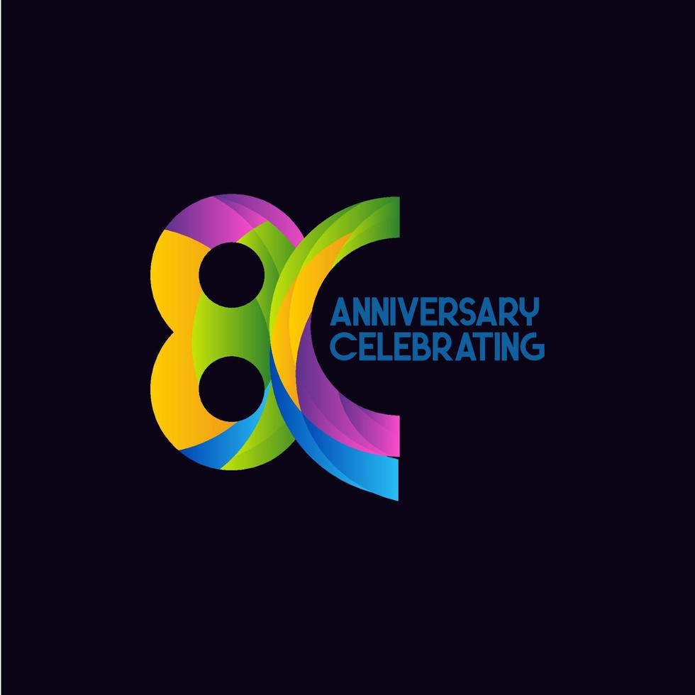 80 Years Anniversary Celebrating Vector Template Design Illustration