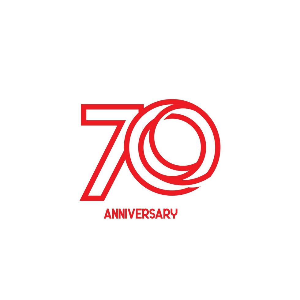 Ilustración de diseño de plantilla de vector de celebración de aniversario de 70 años