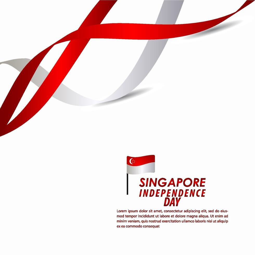 Ilustración de diseño de plantilla de vector de celebración del día de la independencia de Singapur