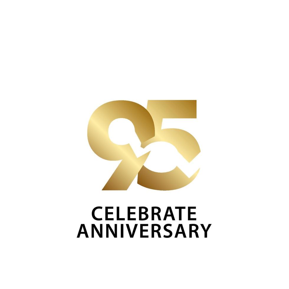 95 Years Anniversary Celebrate Gold Vector Template Design Illustration