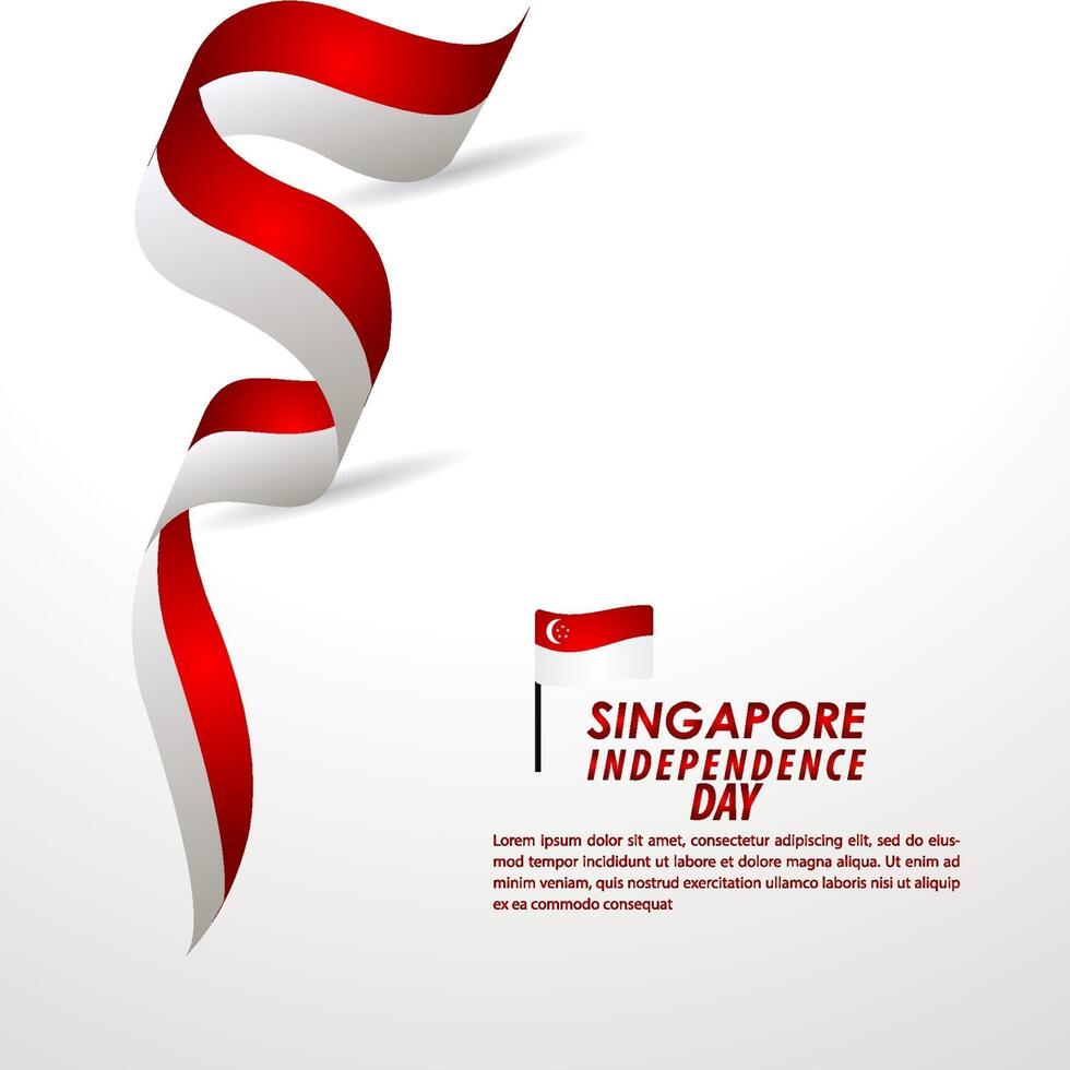 Ilustración de diseño de plantilla de vector de celebración del día de la independencia de Singapur