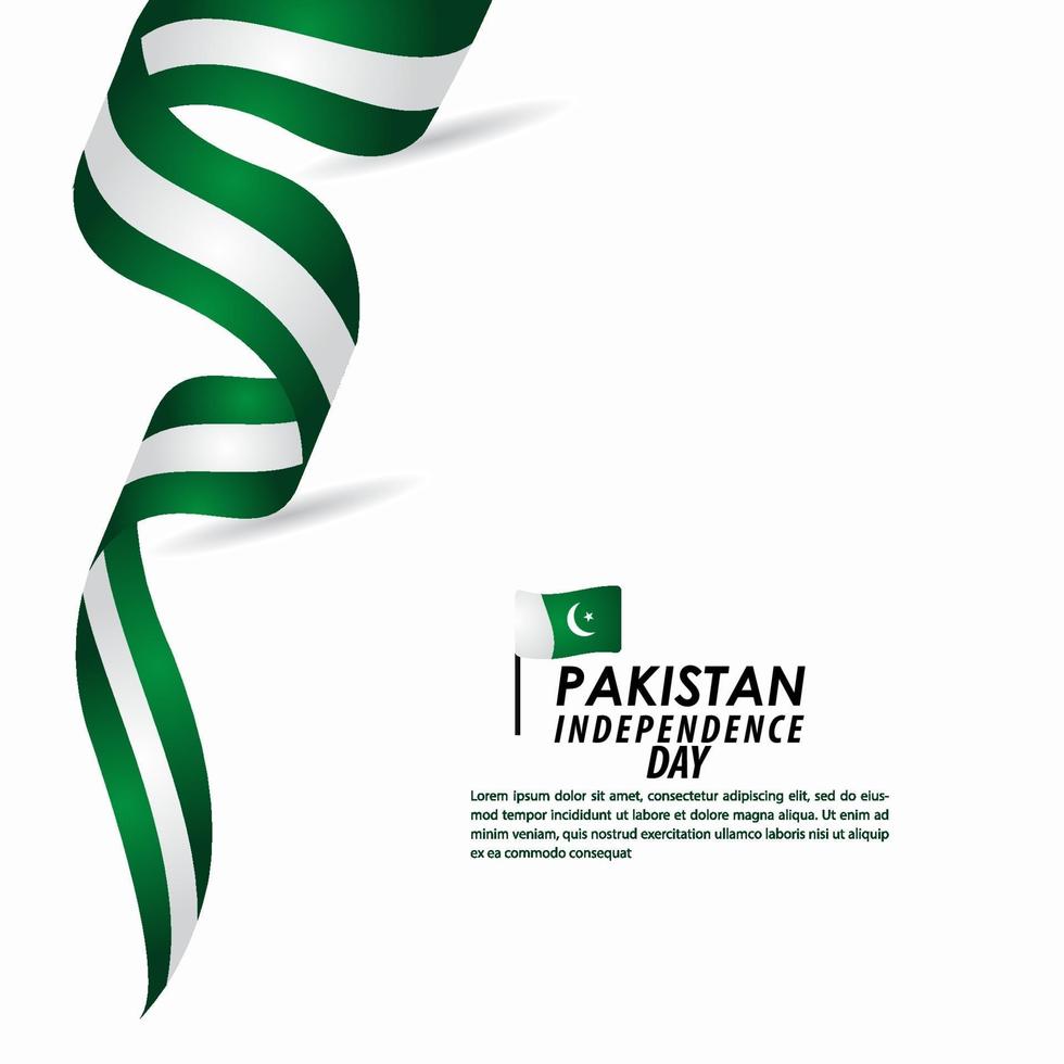 Ilustración de diseño de plantilla de vector de celebración del día de la independencia de Pakistán