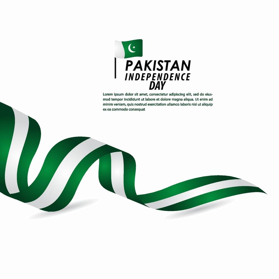 Ilustración de diseño de plantilla de vector de celebración del día de la independencia de Pakistán