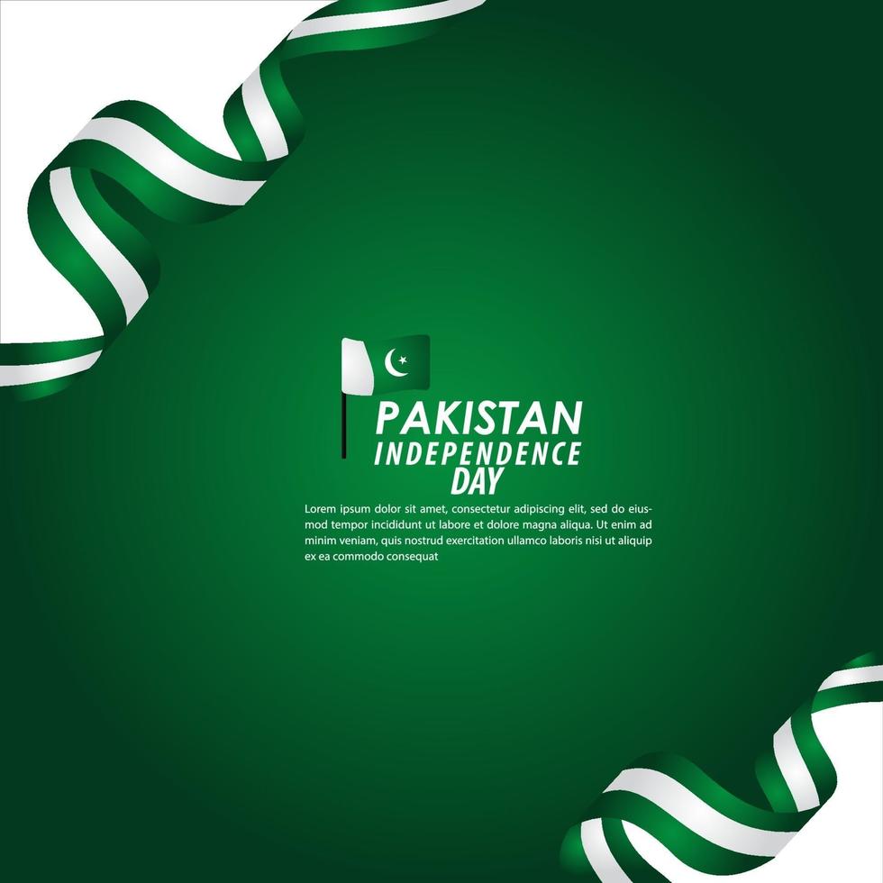 Ilustración de diseño de plantilla de vector de celebración del día de la independencia de Pakistán