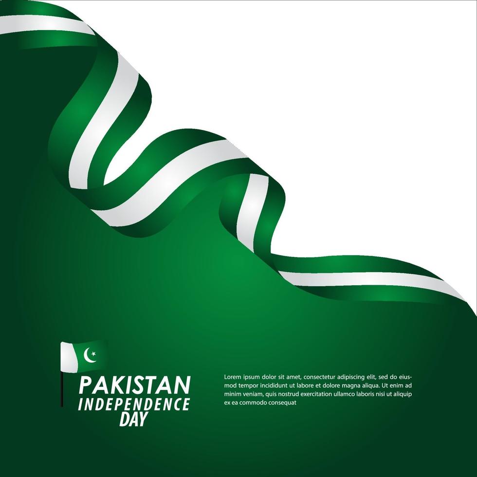 Ilustración de diseño de plantilla de vector de celebración del día de la independencia de Pakistán